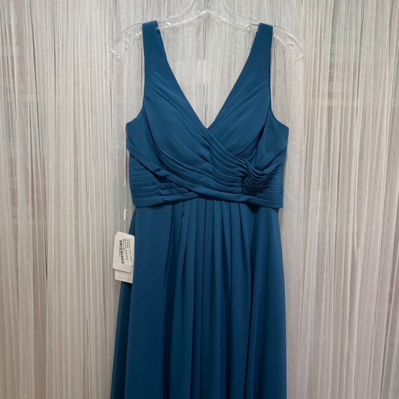 JJ's House Ink A-line V-Neck Floor-Length Chiffon Bridesmaid Dress Size 10 - Picture 11 of 16